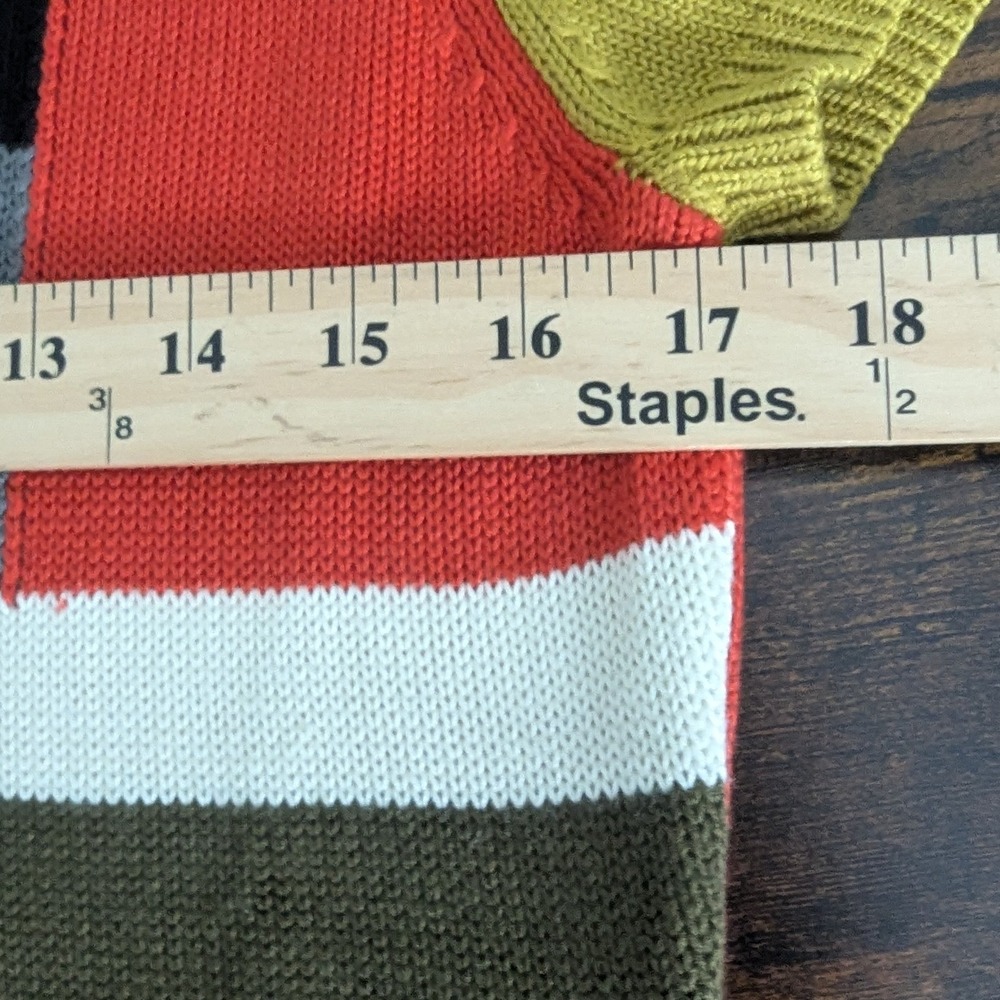 Vince Camuto Sweater Dress Multi Colorblock Geometric Pleated Sz M Retro Mod - Picture 6 of 8